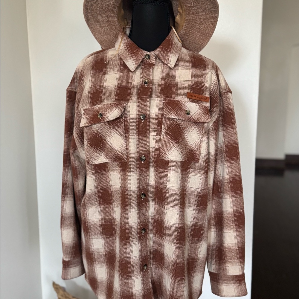 Simply Southern Brown Plaid Button Down Shirt - Picture 9 of 15